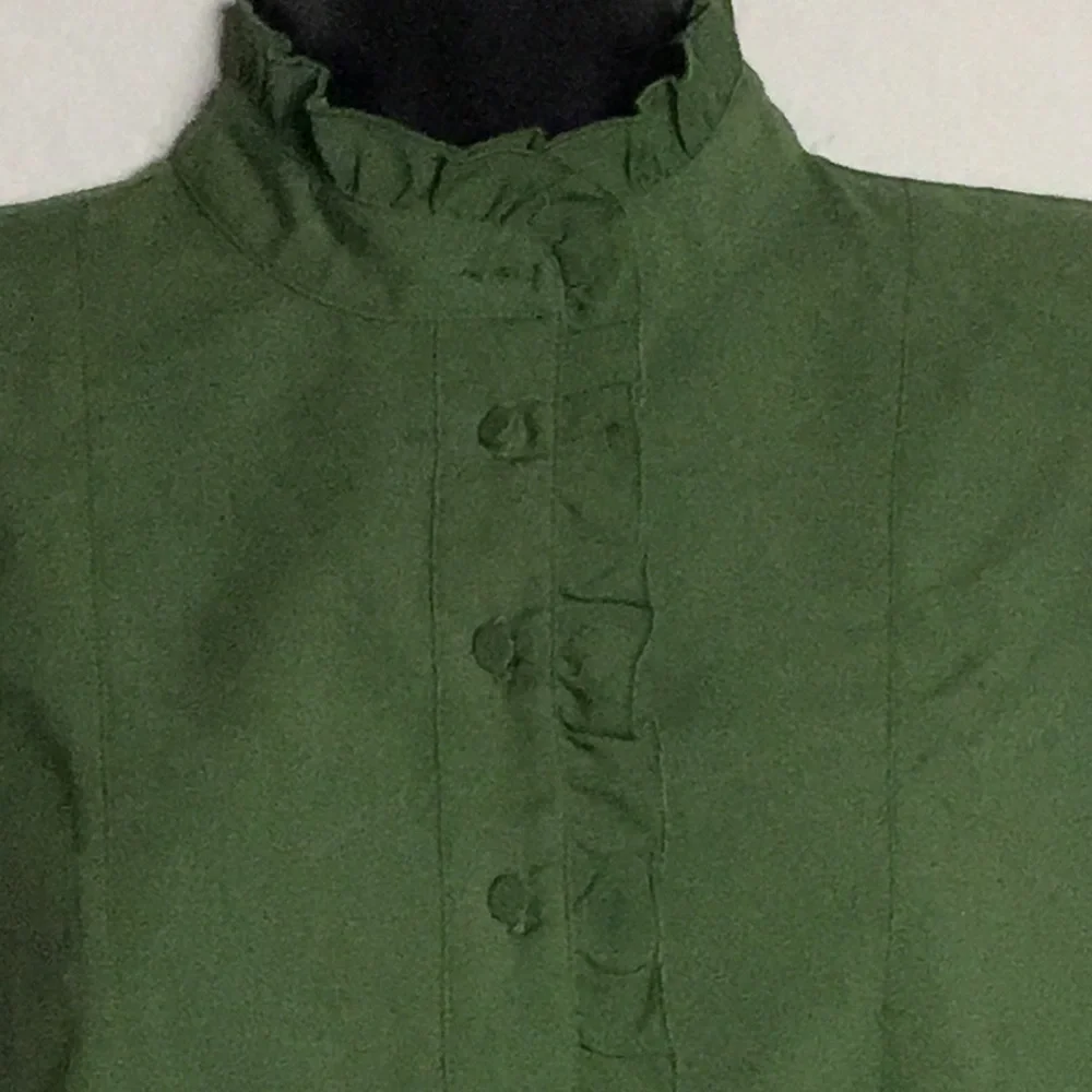 J. Crew Womens Green Sleeveless Ruffled Top (Size 6) - Picture 2 of 13